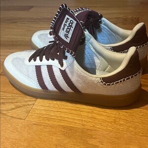 Adidas White and Maroon Casual Shoes
